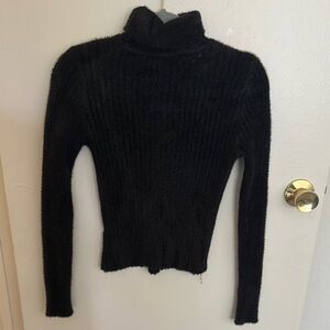 Black Ribbed Turtleneck Sweater